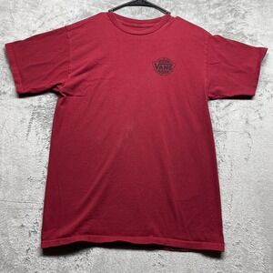 Vans Red Black Classic Graphic Logo 100% Cotton Men's Size‎ M T-Shirt